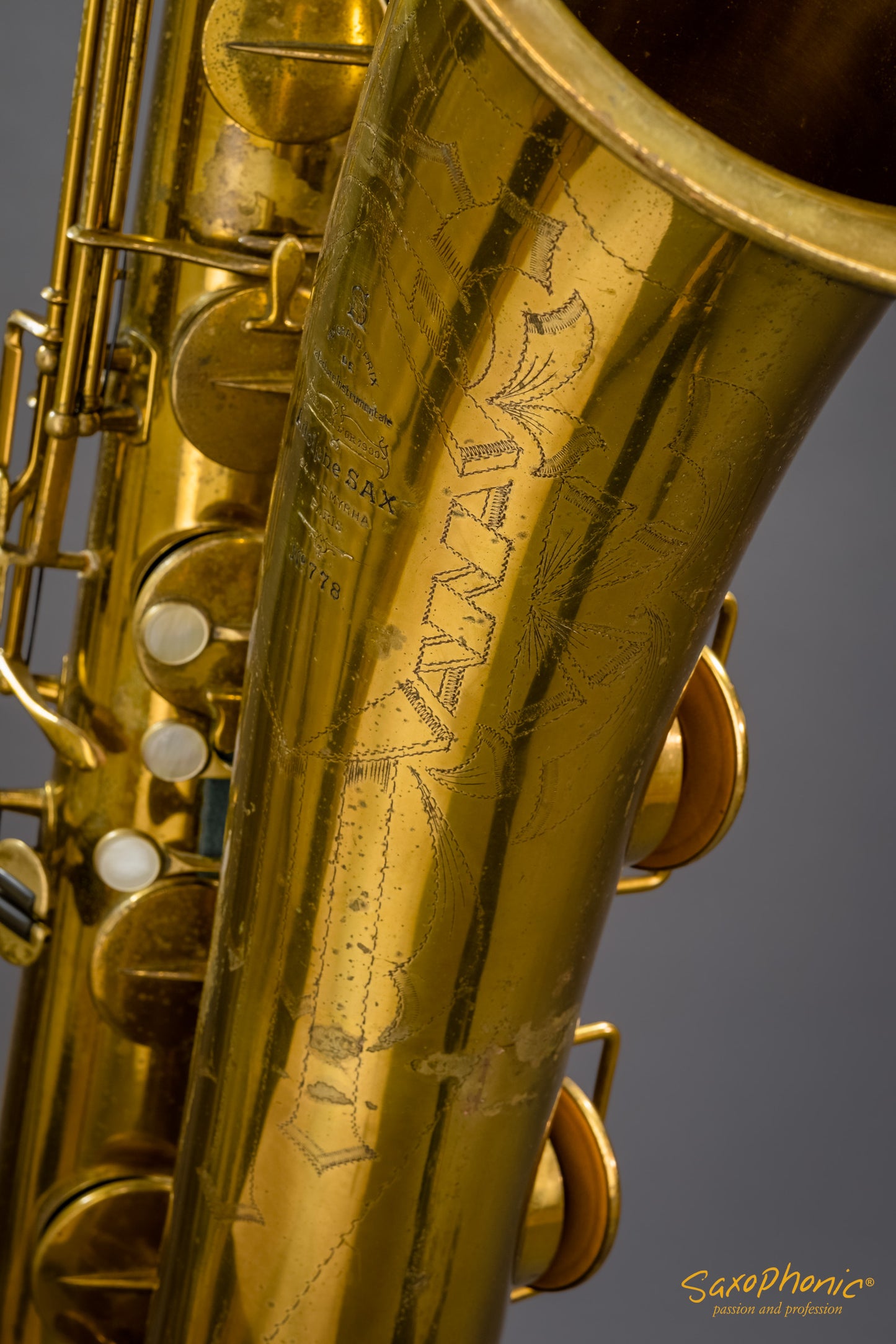 Adolphe Sax Baritone Saxophone (1933) made by Henri SELMER Paris, n°778, lacquered